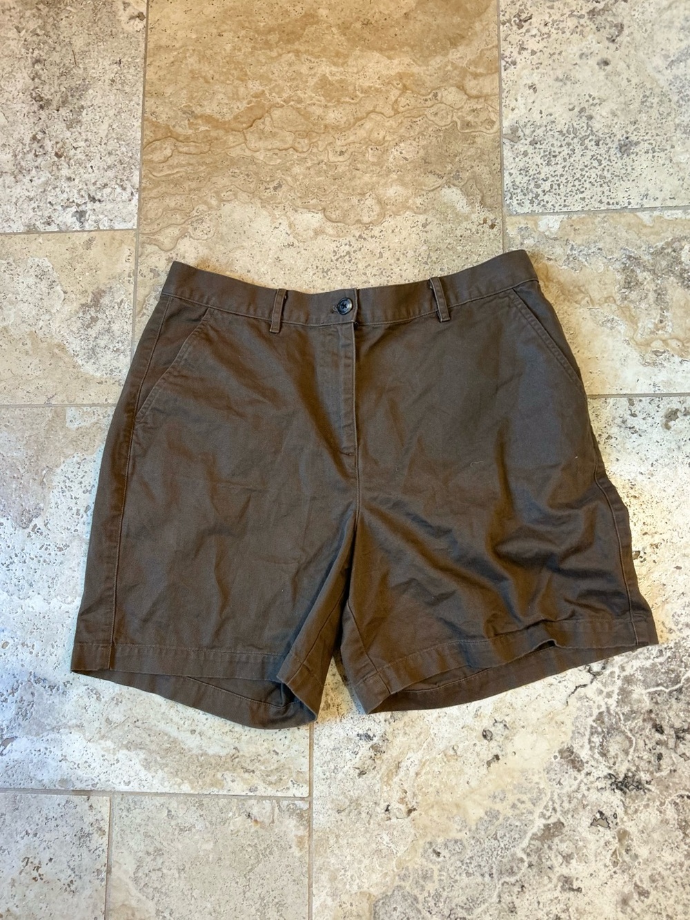 Lauren Ralph Lauren Petite Brown Bermuda Chino Shorts Size 12P Cotton Preppy